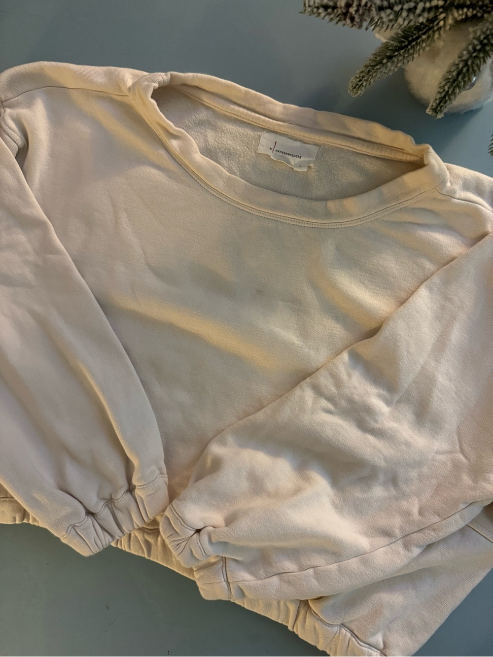 Anthropologie Women’s Cream Fleece-Lined Pullover Size S